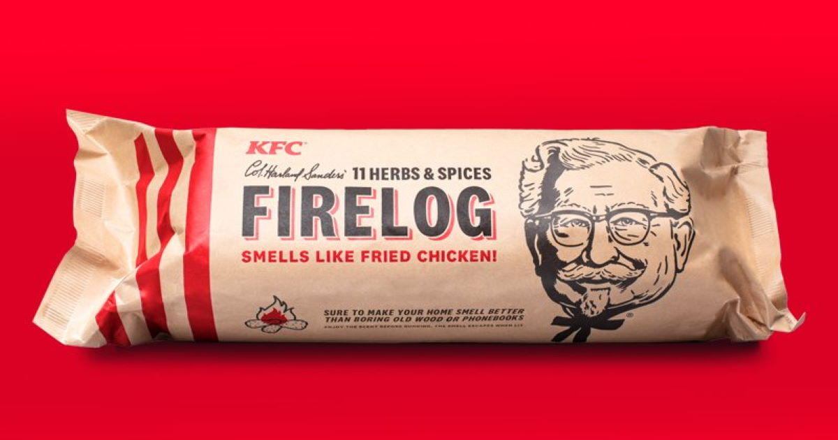 フライドチキンの香りがする薪 ケンタッキーフライドチキン 2021 KFC KFC「フライドチキンの香りがする薪」発売 特別なログハウス宿泊