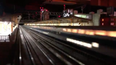 鉄道 新幹線 Nゲージ パンタグラフ 夜景 鉄道模型