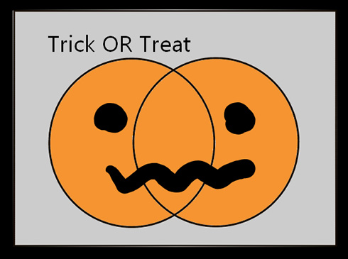 トリックオアトリートとカボチャのベン図でよくわかる　「ハロウィンで分かる論理演算」が直感的でイメージしやすい