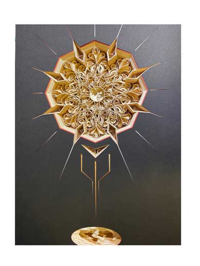 輿石孝志 紙を重ねた 彫刻 切り絵 作品 幾何学 アート