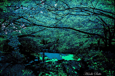 切り絵 黒い紙 デザインナイフ 風景 夜景 斉藤洋樹