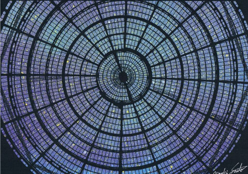 切り絵 黒い紙 デザインナイフ 風景 夜景 斉藤洋樹