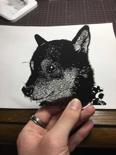 切り絵 黒い紙 デザインナイフ 風景 夜景 斉藤洋樹