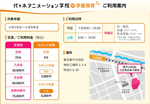 代々木アニメーションの利用案内