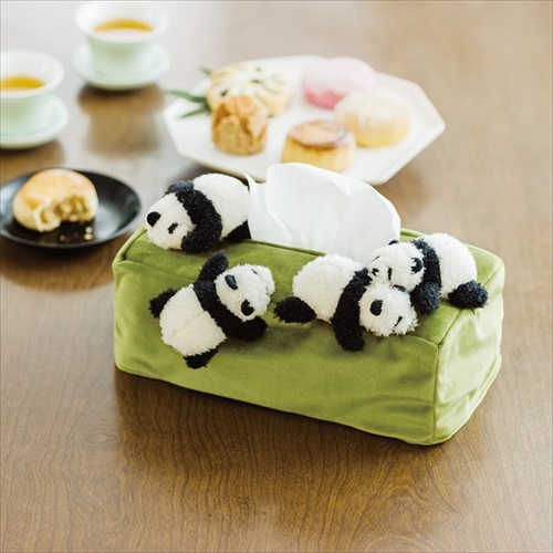 パンダのボックスティッシュカバー