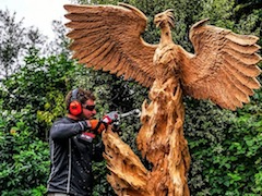 チェンソーアート　チェーンソーアート　木彫り　木彫　リス リス 展示販売用 在庫彫刻 - CHAINSAW ART JAPAN・ケイジの仕事記録