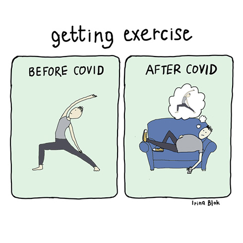 「夜の予定はほとんどNetflixが占拠」　海外イラストレーターの「COVIDビフォーアフター」が分かりすぎる