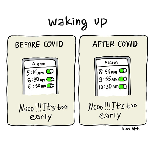 「夜の予定はほとんどNetflixが占拠」　海外イラストレーターの「COVIDビフォーアフター」が分かりすぎる