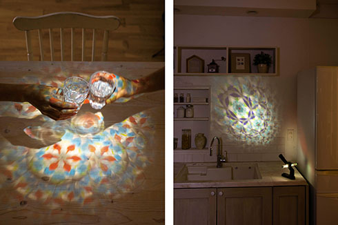 万華鏡プロジェクターで投影した様子