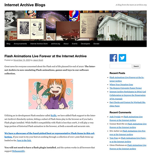 インターネットアーカイブ、Flashコンテンツの保存を発表　プラグインなしでこれからもFlashコンテンツを閲覧できる