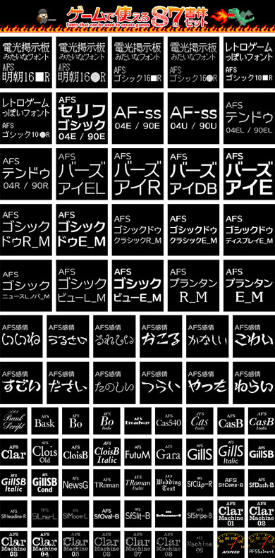 ゲームで使える87書体セット 組み込みOK 商用利用OK フォントユーコム セール