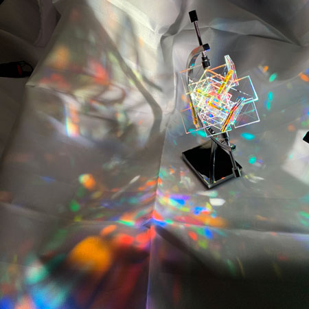 虹の結晶 ダイクロ ガラス ミラー ハンドメイド オブジェ