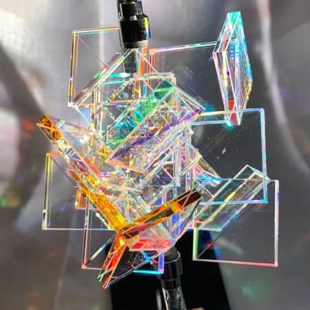 虹の結晶 ダイクロ ガラス ミラー ハンドメイド オブジェ