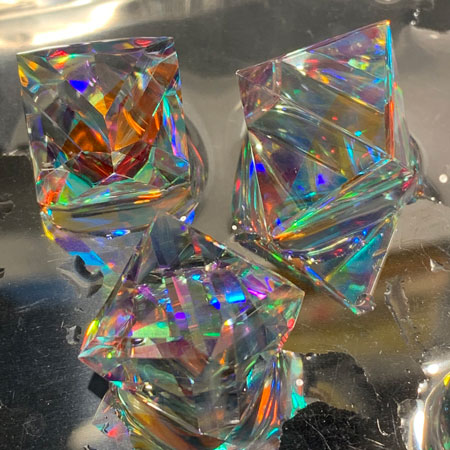 虹の結晶 ダイクロ ガラス ミラー ハンドメイド オブジェ