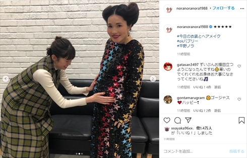 平野ノラ 妊娠 バブリー マタニティ マタフォト インスタ