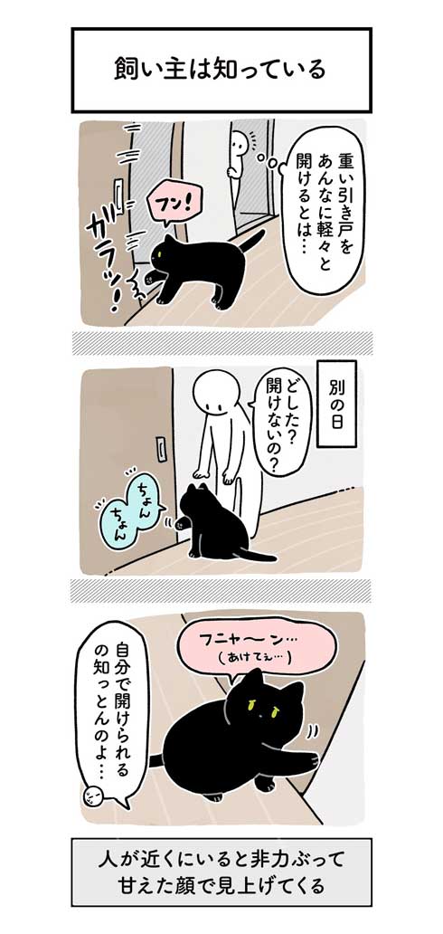 昼寝中 飼い主 鼻を舐められ 猫 舌 ザラザラ 痛み やさしい 黒猫 ろん 漫画