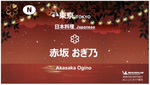片岡鶴太郎 赤坂おぎ乃 ミシュランガイド東京2021 一つ星 日本料理