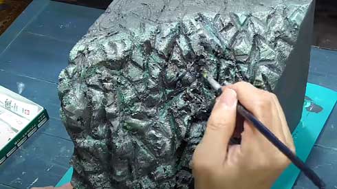 神社 不思議な生き物 ジオラマ 製作 レジンアート メイキング 神秘的 社 守護者