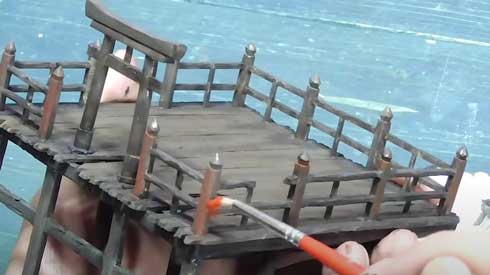 神社 不思議な生き物 ジオラマ 製作 レジンアート メイキング 神秘的 社 守護者