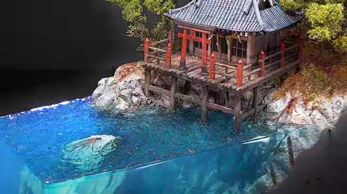 神社 不思議な生き物 ジオラマ 製作 レジンアート メイキング 神秘的 社 守護者