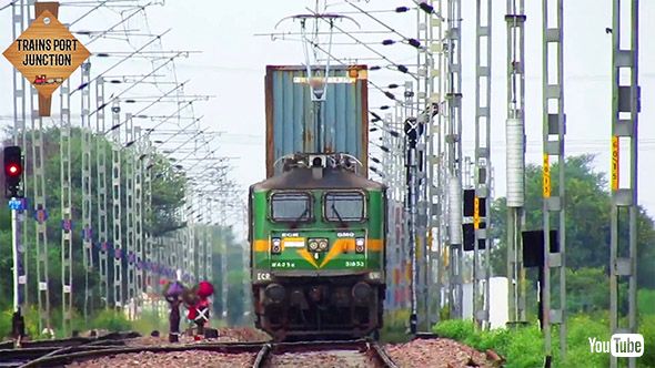 鉄道 海外 インド 貨物列車 パンタグラフ