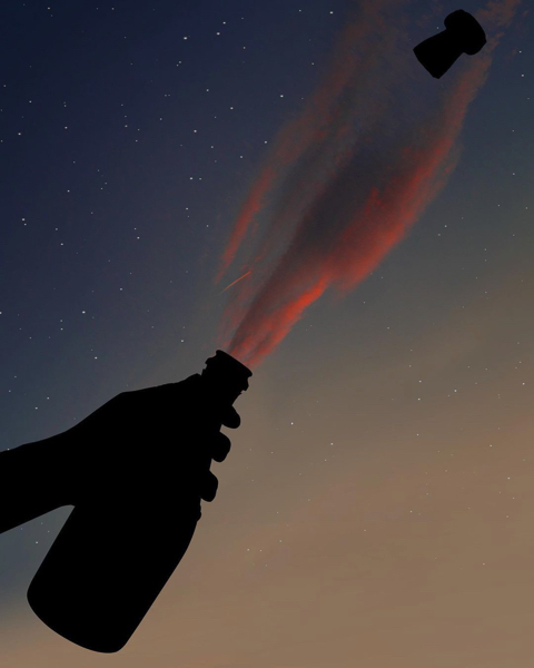 シルエットを重ねた幻想的な写真