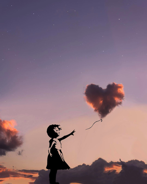 シルエットを重ねた幻想的な写真