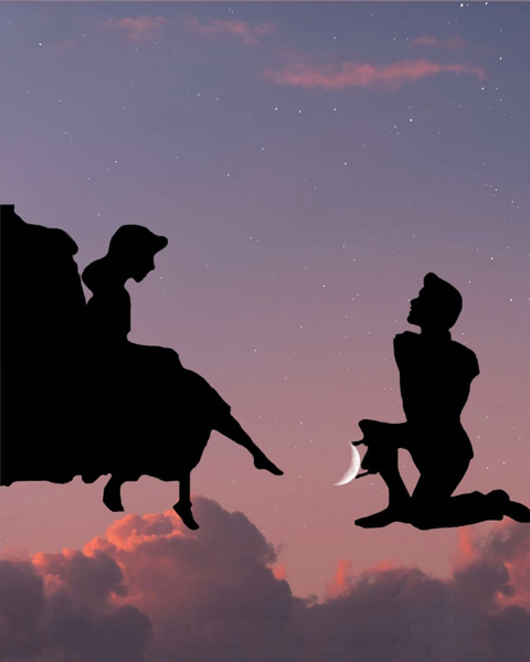 シルエットを重ねた幻想的な写真