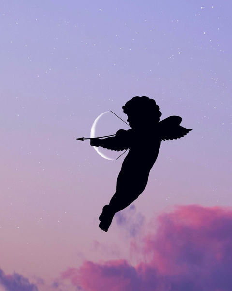 シルエットを重ねた幻想的な写真