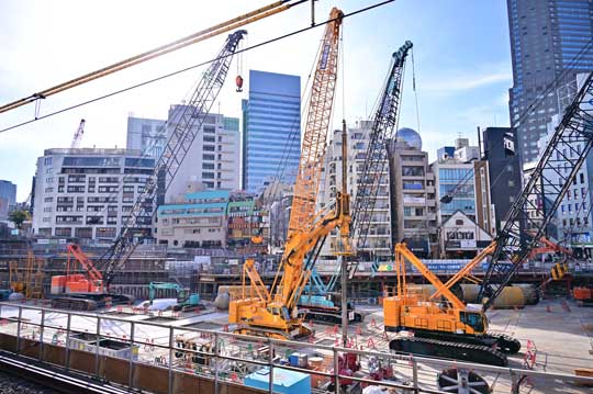 渋谷駅前 重機 大博覧会 写真 再開発 工事現場 クレーン ロマン