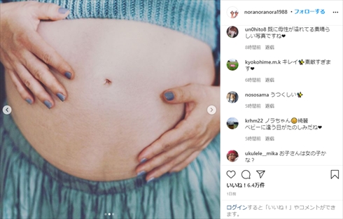 平野ノラ 妊娠 マタニティフォト anan 8カ月 おなか見せ Instagram