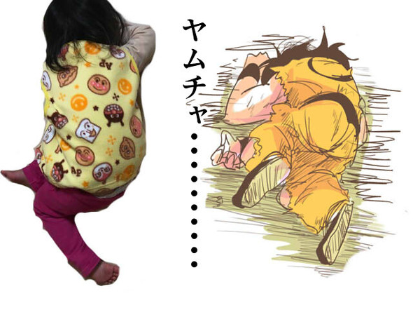 アンパンマンのキャリーケースと娘