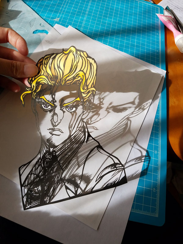 吉良吉影を切り絵で再現 → 偶然にも影の形が川尻浩作!?　ジョジョ第4部の秘密を写す奇跡の一枚