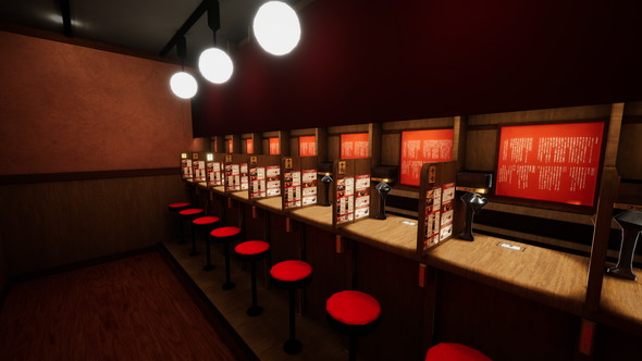 とんこつラーメン カウンターファイト一蘭 VR Oculus トリコル