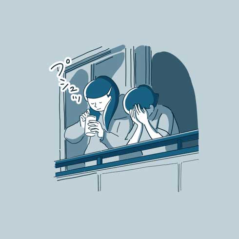 エッセイ 漫画 今日が1番若い日 母 スマートフォン 笑顔