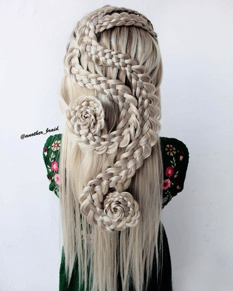 編み込みヘアレンジメント