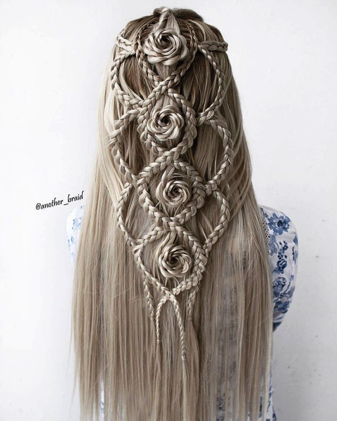 編み込みヘアレンジメント