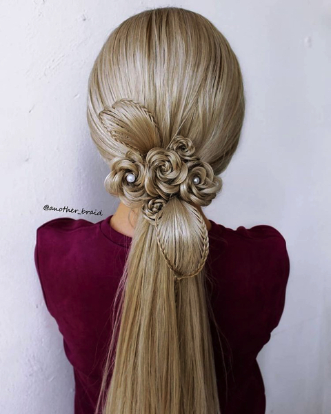 編み込みヘアレンジメント