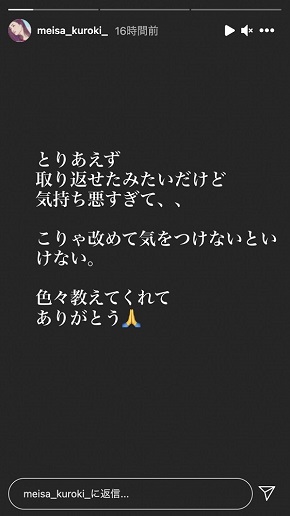 黒木メイサ Instagram ストーリーズ 乗っ取り 取り戻し
