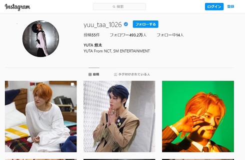 YUTA ユウタ 中本 悠太 NCT127 インスタ Instagram 1位
