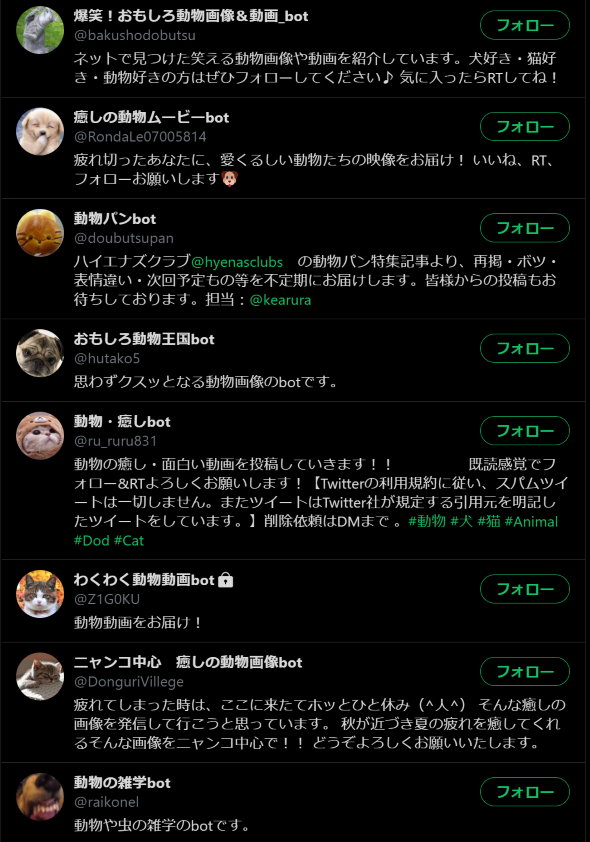 無断転載 twitter SNS 動物 癒やし bot