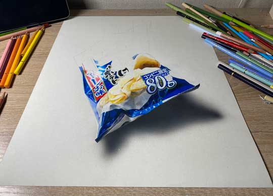 堅あげポテト 絵 リアル 色鉛筆