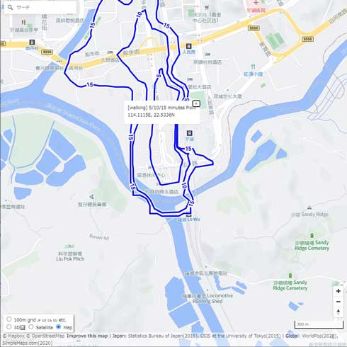 任意の場所から 5分 10分 15分圏 調べる 範囲 地図 開発 Mapbox API