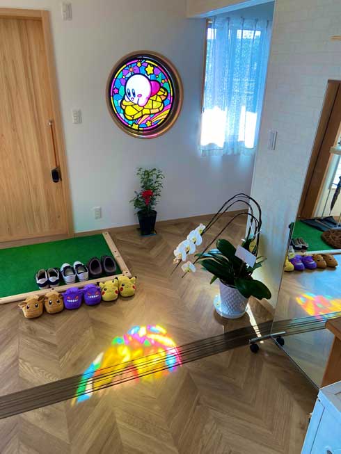 自作 カービィ ステンドグラス 丸窓