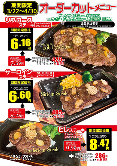 いきなりステーキが値下げ