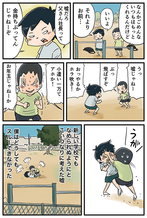 漫画　ウソがゆるせなくてケンカになる