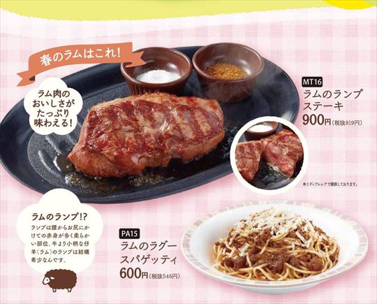 サイゼリヤ ラムのランプステーキ