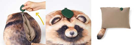 たぬき キツネ クッション 変身 ドロン 尻尾 化ける リバーシブル フェリシモ