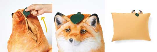 たぬき キツネ クッション 変身 ドロン 尻尾 化ける リバーシブル フェリシモ