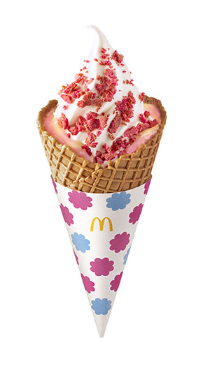 ワッフルコーン　いちごミルキーのままの味